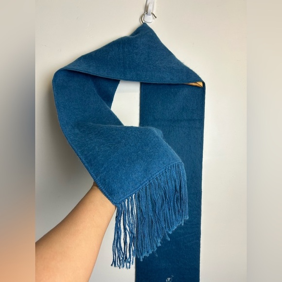 Alpaca Camargo 100% Alpaca 78”X9” Fringe Blue Scarf Soft Made in Peru Old Money - Picture 6 of 12